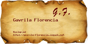 Gavrila Florencia névjegykártya